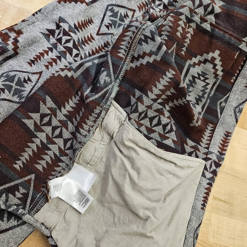 Lucky Brand Boulder Creek Shirt Jacket Mens Large Gray Red Southwestern Aztec